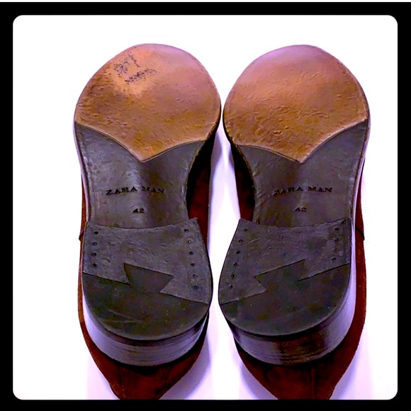 NWOT/ NEW Zara Man Cognac Suede Oxford Shoes: 8.5 - Picture 6 of 9